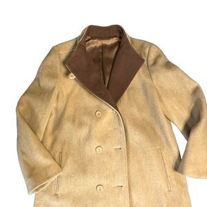 Vtg 70s brown and beige wool coat, Forecaster of Boston Pure Wool size 10
